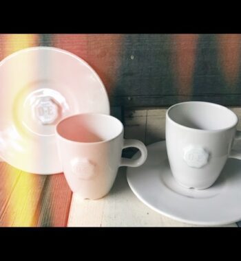 2x Douwe Egberts Mosa DE ceramic coffee cup saucer 1990 Holland