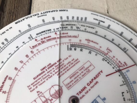 Fearns Tank capacity Calculator full set circular slide rule 1960 England - Image 6
