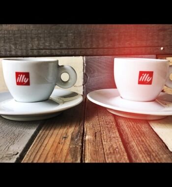 2x Illy ceramic espresso cup saucer set 1990 Italy