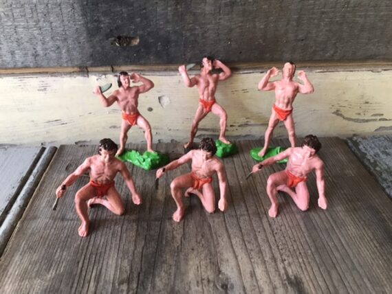 group of 6x Tarzan plastic figures DDR 80mm 1960 Germany