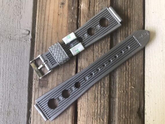 Eulux Aqua Sport NOS 18mm straight silver grey rubber strap 1970 Germany - Image 4