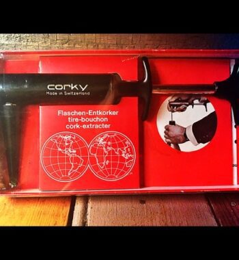Corky wine pump opener in box bar man tool 1980 Switzerland