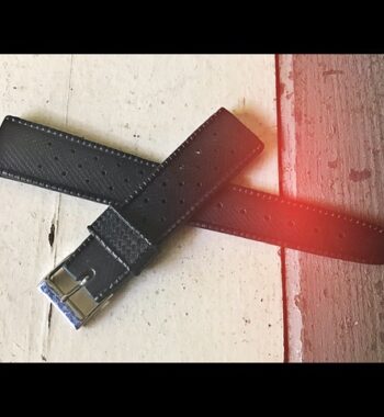 Tropic-style 20mm straight black rubber straps 1960
