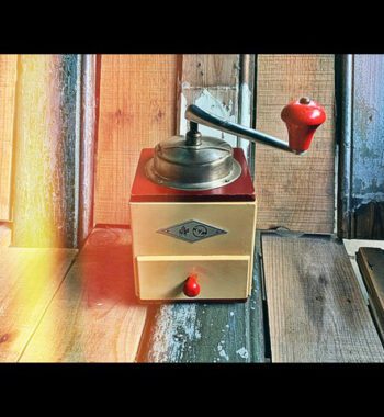 KYM 9339 square red white Coffee grinder Germany 1950