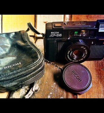 Ricoh AF-35 camera leather bag cap 1980 Japan