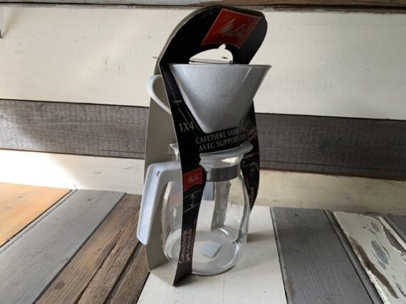 Melitta 1x4 filter holder with glass coffee pot in box 1980 Germany - Image 6