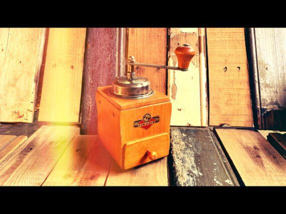 KYM C123 curved smaller coffee grinder Germany 1940