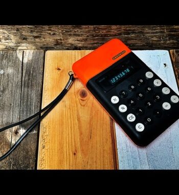 Omron 86 green LED calculator orange 1980 Japan