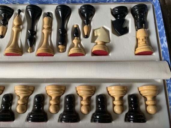 Chess set wood box 1980 Czechoslovakia
