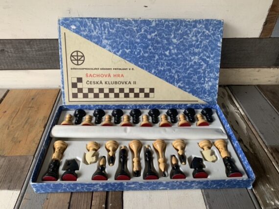 Chess set wood box 1980 Czechoslovakia