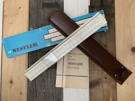 Nestler 0370 Electro full set slide rule wood 1950 Germany - Image 3
