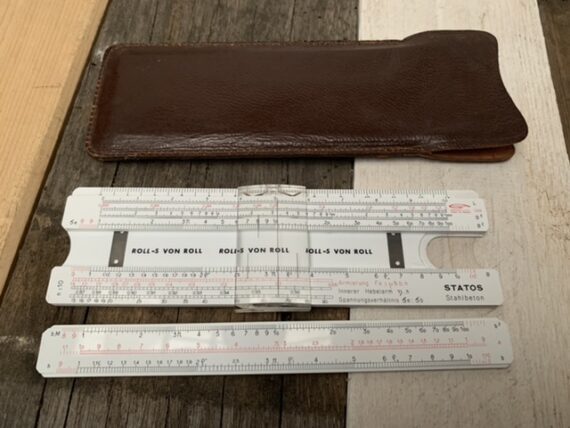 Graphoplex Statos pocket Concrete slide rule Roll-s pouch 1970 France
