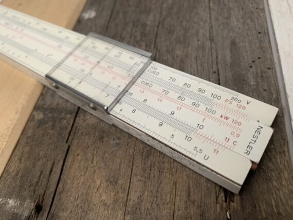 Nestler 0370 Electro full set slide rule wood 1950 Germany - Image 7