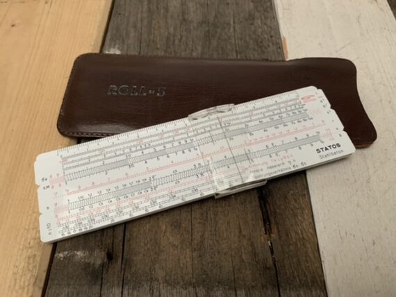 Graphoplex Statos pocket Concrete slide rule Roll-s pouch 1970 France