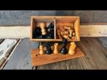 Chess set Staunton type wood in box 1950 Netherlands