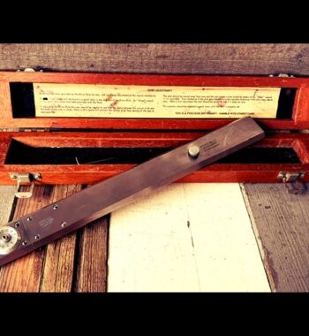 Alteneder & Sons steel 14" micro-rule in mahogany case 1950 USA