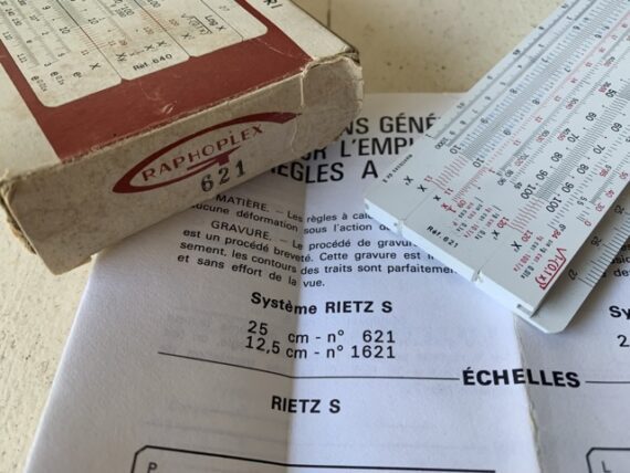 Graphoplex 621 Rietz-S slide rule full set box papers 1960 France - Image 4