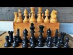 Chess set Staunton hand made wood tournament size France 1950