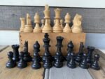 Chess set Staunton hand made wood tournament size France 1950