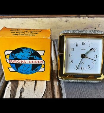 Peter mechanical travel alarm clock in box 1960 Germany Europa Uhren