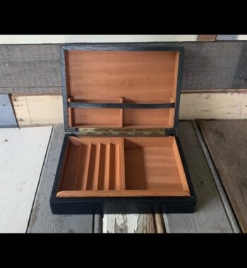 Black leatherette Ceder wood desk cigar box 1960 Netherlands
