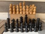 Chess set tournament size wood in box 1960 Belgium - Image 7