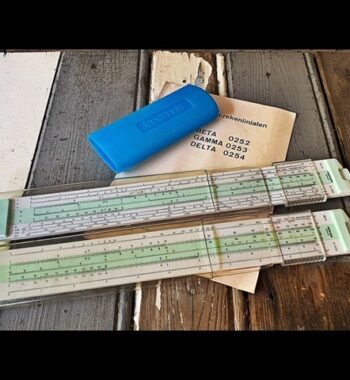 2x Nestler Beta 0252 Delta 0254 slide rule manual container 1967 Germany