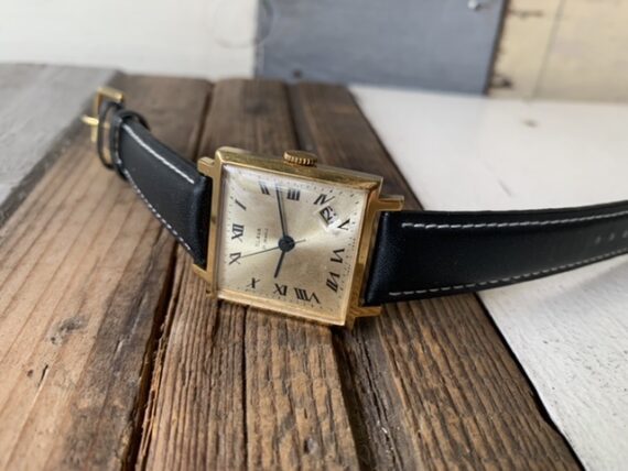 Slava 21 jewels square gold filled dress watch 1960 USSR