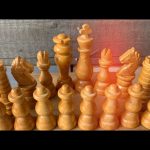 Chess set tournament size wood in box 1960 Belgium