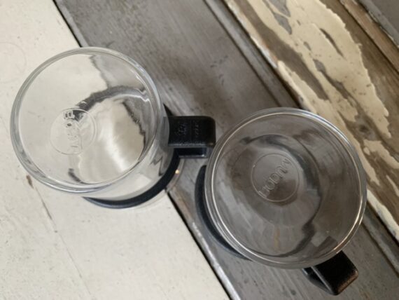 Set of 2 Bodum Bistro black handle Picard Tea glasses 1990 Denmark