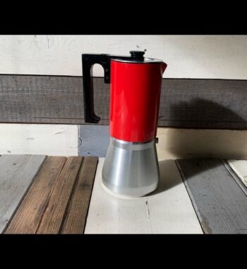 Kovocas red design moka pot coffee maker 4 cup 1980 Czech Merkuria