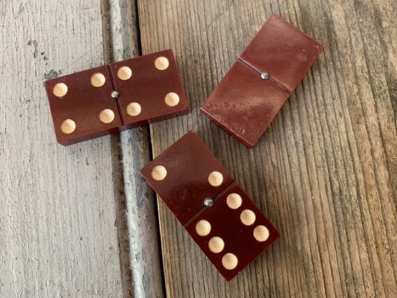 Double 6 Domino bakelite set handmade in box 1950 Holland - Image 3