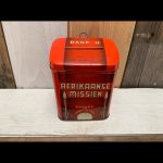Donation charity tin container bank church 1960 Netherlands