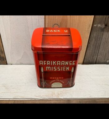 Donation charity tin container bank church 1960 Netherlands