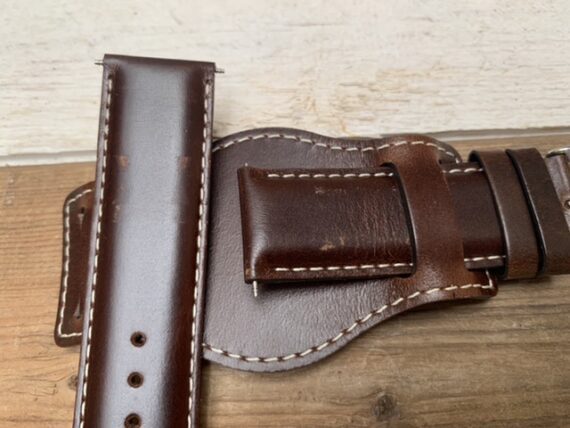 Bund style 22mm brown leather HDT design strap 2010 Japan - Image 3