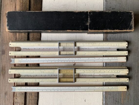 Faber Castell 2x 378 electro slide rule in case 1940 Germany