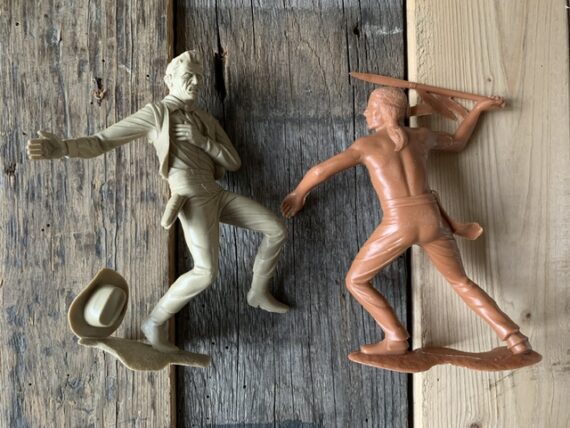 4x Large 6" 15 cm figures Indian Cowboy plastic 1960 Italy - Image 6