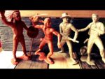 4x Large 6" 15 cm figures Indian Cowboy plastic 1960 Italy