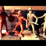 4x Large 6" 15 cm figures Indian Cowboy plastic 1960 Italy
