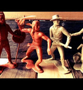 4x Large 6" 15 cm figures Indian Cowboy plastic 1960 Italy