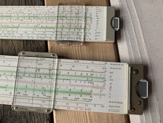 Faber Castell 2x Duplex 2/82N and 62/82N slide rule in case 1970 Germany - Image 10