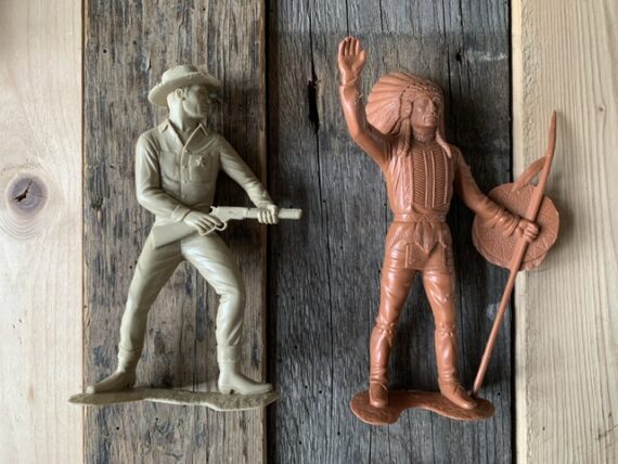 4x Large 6" 15 cm figures Indian Cowboy plastic 1960 Italy - Image 8