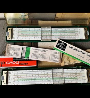 Faber Castell 2x Duplex 2/83N and 2/82N slide rule in case 1970 Germany