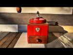 Peugeot Peuginox red coffee grinder 1950 France