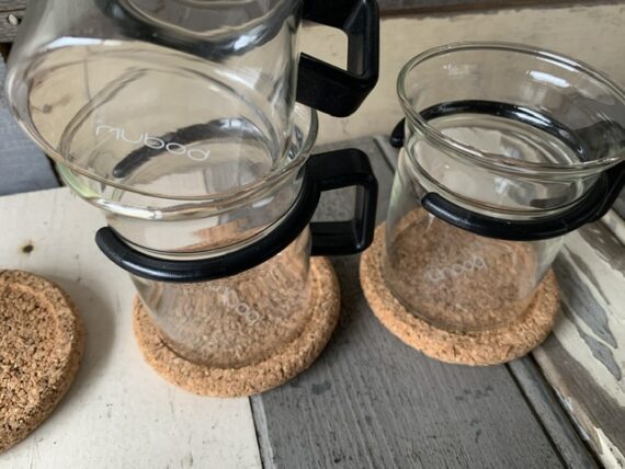 Set of 7 Bodum Bistro black handle glasses French press Picard 2000 Denmark - Image 6