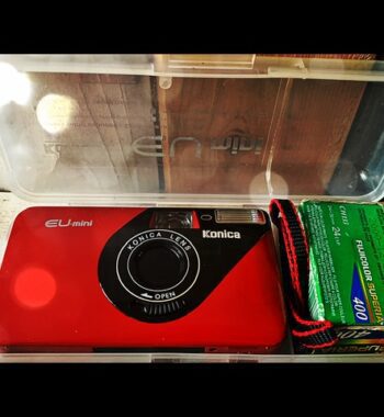 Konica EU mini red camera case full set 35mm 1990 Japan