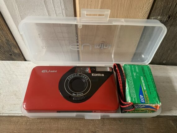 Konica EU mini red camera case full set 35mm 1990 Japan - Image 9