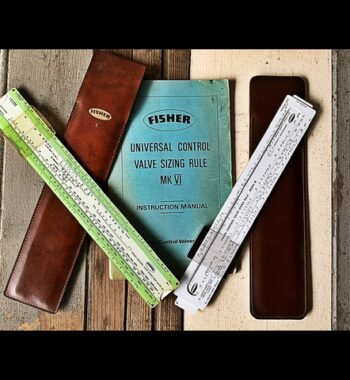 2x IWA 05136 Fisher control valve sizing slide rule 1970 USA