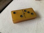 Double 6 Domino set butterscotch bakelite handmade in box 1960 Holland - Image 8