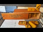 Double 6 Domino set butterscotch bakelite handmade in box 1960 Holland
